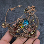 Natural Bi-Color Tourmaline Copper Wire Wrap Gift Jewelry Necklace 18 w9k91