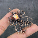 Natural Mosaic Jasper Gemstone Copper Wire Wrap Gift Jewelry Pendant 2.21 c5a21