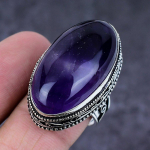 Natural Sage Amethyst Gemstone Handmade 925 Sterling Silver Ring Size 6 c6e51