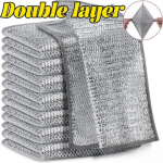 20/5 tk paksendatud terastraadist puhastuslapp, kriimustusteta Kahekihiline rauast mikrokiudv&otilde;rk n&otilde;udepesupoti kaltsud k&ouml;&ouml;gir&auml;tik 10pcs-double layer