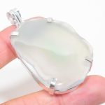 Natural Botswana Agate Gemstone 925 Sterling Silver Gift Pendant 2.56 g6f45