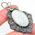 Natural Rainbow Moonstone Gemstone 925 Sterling Silver Pendant 2.60 m9o45