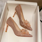 Terava varbaga moepumbad naistele peolistele &otilde;hukeste kontsadega naiste pulmakingad pluss suuruses 34&ndash;43 Bow Office k&otilde;rge kontsaga pruudikingad 37