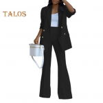 2 tk/komplekt naiste mantlip&uuml;kste komplekt rev Kaherealine keskmise pikkusega kardigan pikkade varrukatega jope laia jalaga k&otilde;rge v&ouml;&ouml;kohaga sirged p&uuml;ksid. XL valge