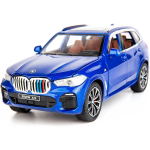 1/24 skaala BMW X5 linnamaasturi mudelauto m&auml;nguasi, tsingisulamist tagasit&otilde;mmatav m&auml;nguauto koos heli ja valgusega, kingitus poisile t&uuml;drukule 1/24-Size:20.5*8.5*7.5cm sinine
