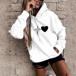 FO Naiste mood vabaaja l&otilde;bus, tr&uuml;kitud kapuutsiga dressipluus lahtised sporditopsid Pullover L must
