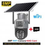 PIR p&auml;ikesekaamera 4G Sim Outdoor kahe objektiiviga WiFi 8MP 4K IP kaamera p&auml;ikesepaneel CCTV V380 Pro turvakaitse sisseehitatud aku WiFi Add 64G
