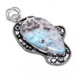 Caribbean Larimar Gemstone Handmade 925 Sterling Silver Gift Pendant 2.76 q5t35
