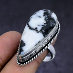Zebra Jasper Gemstone handmade 925 Sterling Silver gift Jewelry Ring Size 9 c8K28