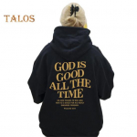Unisex S&uuml;gis Talv Kapuutsiga Pusa Kirjaprindiga Kapuutsiga Pikkade Varrukatega Pealepandud Taskuga Vabaaja Pullover &Uuml;hev&auml;rviline Sportlik Igap&auml;evane Riietus Paari Pealmine XL must