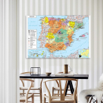 150*100cm Hispaania transpordikaart prantsuse keeles seinakunsti plakat Lausriie maalimine Koolitarbed Kodukaunistus