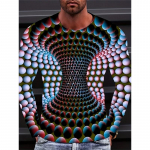 3D-tr&uuml;kiga pikkade varrukatega T-s&auml;rk - Vapustav geomeetriline uudne disain, Pehme ja hingav kangas, Ideaalne kevad- ja s&uuml;gisperioodiks S