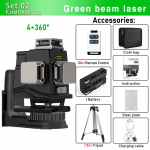 CLUBIONA 4D 16 liiniga Green Beam Laser Level 360 isetasanduv magnetklambri ja 5000 mAh liitiumioonakuga DIY t&ouml;&ouml;riistad