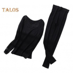 1 komplekt Naiste termopesu &uuml;likond, s&uuml;gistalvine pits V-kaelusega pikkade varrukatega s&auml;rk, alt pikad p&uuml;ksid k&uuml;lma ilmaga soe aluskiht &uuml;laosa s&auml;&auml;rised hall