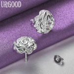 925 Sterling Silver Rose K&otilde;rvar&otilde;ngad Pulma v&otilde;lu Ehted 1.10*1.10cm