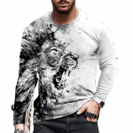 Meeste spordir&otilde;ivad s&uuml;gis T-s&auml;rgid &Uuml;markaelusega loomade pullover, pikkade varrukatega top Vintage Tiger 3D tr&uuml;kiga T-s&auml;rk S