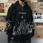 Meeste &uuml;li&otilde;pilaste kapuuts, &uuml;mmargune kaelus, pikkade varrukatega pullover dressipluus Creative Graffiti Flame pullover Harajuku &uuml;lisuur avara kapuutsiga dressipluus S valge