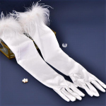 1 paar satiinkindaid elastse j&otilde;uga pulmade retrostiilis pikad kindad banketikindad pulmakindad