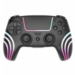 Juhtmeta Bluetoothi ​​m&auml;ngukonsool RGB LED-valgustusega PS4-kontrolleritele | Topelt&scaron;okk | Kuueteljeline liikumisandur | 1000 mAh aku | 3,5 mm helipistik must