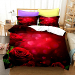 Punase roosi tekikott Flower 3D Passionate Rose Romantiline voodipesukomplekt naisele Double Queen King Size pol&uuml;estrist tekikott 70x133cm 2pcs