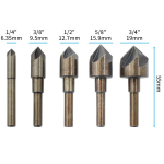 5-osaline Briti k&uuml;psetatud kollane kiirterasest faasimist&ouml;&ouml;riistade komplekt puidut&ouml;&ouml;tlemiseks &ndash; &uuml;mmargune k&auml;epide, 5 serva, nitreeritud 5pc in plastic bag