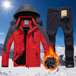 Talvine suusakost&uuml;&uuml;m meestele, veekindel, hoida soojas lumefliisist jope p&uuml;ksid tuulekindlad &otilde;ues m&auml;gede lumelauar&otilde;ivaste komplekt, suusavarustus 2XL punane