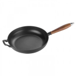 STAUB &ndash; Po&ecirc;le en Fonte, 28 cm, Manche en Bois, Noir