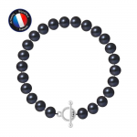 Bracelet - PERLINEA - V&eacute;ritable Perle de Culture d'Eau Douce 8-9 mm - Argent 925 - Fermoir Baton - Noir