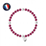 Bracelet - PERLINEA - My Heart - Perles de Culture d'Eau Douce 5-6 mm - Rouge Cerise - Argent 925