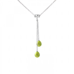 PERLINEA - Collier Toi & Moi Perle de Culture d'Eau Douce AAA+ - Poire 7-8 mm - Vert Tonic - Argent 925 Milli&egrave;mes - Bijoux Femme