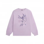 Li Ning Spordielustiili seeria Chang Le Wei Yang mustriga tr&uuml;kitud &uuml;mmarguse kaelusega pikkade varrukatega dressipluus Naiste dressipluus Lootus-Roosa-Lilla AWDSB68-3 L