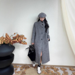 Klassikaline ja moodne &uuml;herealine kahepoolne ka&scaron;miirmantel naistele, s&uuml;gis- ja talvestiilis, salendav Hepburni stiilis villane mantel S