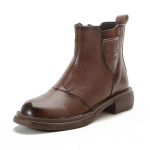 Naiste talveplatvormiga lumesaapad, soe karusnahast vooder, madala paksuse plokkkontsaga pahkluu saapad, t&otilde;mblukuga nahast libisemiskindlad k&otilde;ndivad l&uuml;hikesed saapad naistele 39