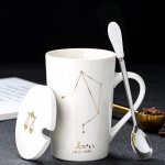 Loov keraamiline kruus &ndash; kaane ja lusikaga T&auml;htkujud, ideaalne kingitus paaridele Libra Spoon with Lid