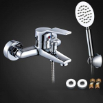 1 tk uus Chrome vannitoavann du&scaron;isegisti seinale paigaldatav vanni ventiil segisti kraaniga du&scaron;ikomplekt None