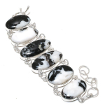 Zebra Jasper Gemstone Handmade 925 Sterling Silver Bracelet7-8 w8l05