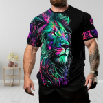 Uus suvine meeste mood T-s&auml;rk Personality Lion Printed Meeste T-s&auml;rk Top XS mitmev&auml;rviline