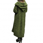 Naiste kampsun jakk taskutega keskmise pikkusega kapuutsiga kootud keerutatud tekstuuriga tahke XXXXXL roheline