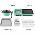 Multifunktsionaalsed elektrigrillid, suitsuvaba 3-&uuml;hes Korea stiilis BBQ-hot pot-multipliidimasin, mittenakkuva kattega elektriline k&uuml;psetuspann