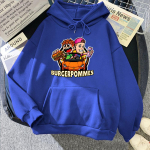 Burgerpommes Icrimax Graafilised kapuutsid Mugavad vabaaja hip-hop t&auml;navar&otilde;ivad Unisex meeste/naiste fliisist dressipluusid prindiga kapuuts XS