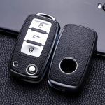 Nahast auto v&otilde;tme&uuml;mbris V&otilde;tmed T&auml;iskattega kaitsekarp VW Volkswagen Polo Tiguan Passat Golf Jetta Lavida Skoda Octavia jaoks punane