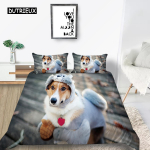 Loomakoera Voodipesukomplektid 3D Armas Koera Mood Tekikate Kuninganna Kuningas Twin Armas Lemmikloomakoer Lastele T&auml;iskasvanutele Laste Toa Kaunistus EU single(135x200cm)