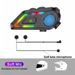 1000mAh Mootorratta Kiivri Peakomplekt Bluetooth 5.3 H&auml;&auml;ljuhtimine Juhtmevaba Muusikapleier Veekindel K&otilde;rvaklapp &Uuml;mbritseva Valgusega