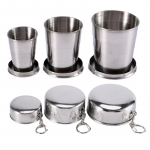 Mini roostevabast terasest kaasaskantav reisimiseks, telkimiseks, kokkupandav, teleskoopkruus v&otilde;tmehoidjaga 75 ml / 140 ml / 240 ml 75ML