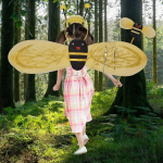 Bee Costume Wing Easy to Wear Cute Gifts Photo Props with Headband Fairy Cane for Children A