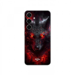 Coque Samsung Galaxy S25 Loup noir feu rouge Maniacase