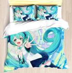 Hatsune Miku Anime 100% pol&uuml;ester voodipesukomplekt tekikottide komplekt tr&uuml;kitud koomiks kodukujundus AU Single(140x210cm)