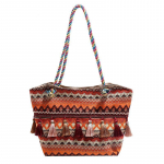 2024 National Style Tassel Woven Tote: Versatile, Large Capacity Fashion Shoulder Bag for Women sinine