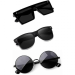 Sheomy Unisex Combo pakkumine 3 tooni prillidega ruudukujulised p&auml;ikeseprillid ristk&uuml;lik retro vintage kitsad naised::Mehed , MESH-013