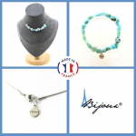 Pierres et Min&eacute;raux. Parure bijoux Bracelet Collier 10 perles Larimar de R&eacute;publique Taille personnalisable.